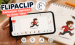 Akıllı telefonda FlipaClip uygulaması kullanılarak çizilen koşan çocuk animasyonu ve uygulamanın mobil arayüzünü gösteren ekran