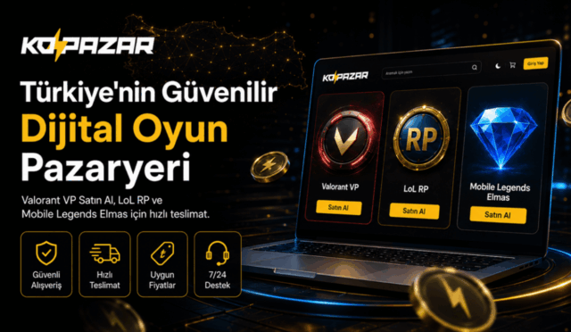 Kopazar dijital oyun pazaryeri üzerinden güvenli Valorant VP, LoL RP ve Mobile Legends Elmas satın alma ekranı.