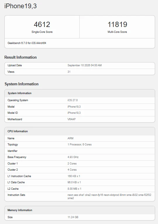 iPhone-18-Pro-Geekbench-testi
