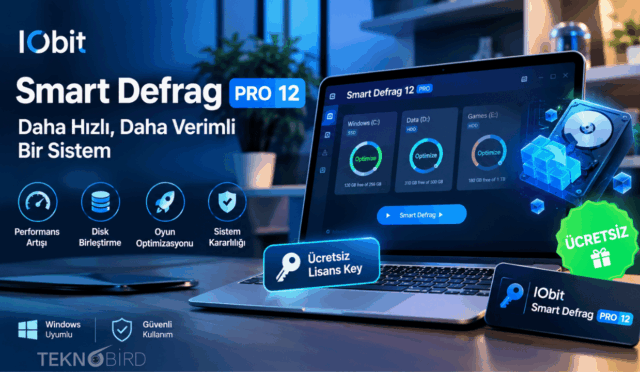 IObit Smart Defrag PRO 12 ücretsiz lisans key, disk birleştirme ve sistem hızlandırma programı