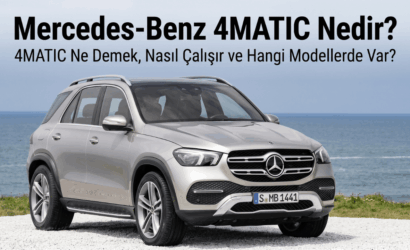 Deniz kenarında duran gümüş renkli Mercedes-Benz SUV aracı ve üzerinde 4MATIC çekiş sisteminin nasıl çalıştığını anlatan makale başlığı.
