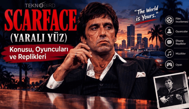 Scarface (Yaralı Yüz) filminin konusu, oyuncuları ve efsane replikleri. Al Pacino'nun canlandırdığı Tony Montana karakteri.
