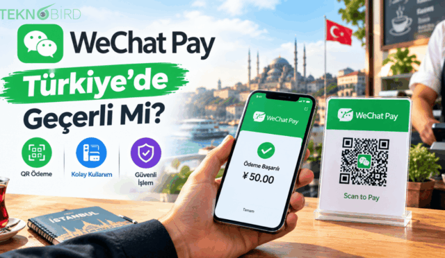 Türkiye'deki bir işletmede WeChat Pay QR kod okutularak akıllı telefon üzerinden gerçekleştirilen başarılı mobil ödeme işlemi.