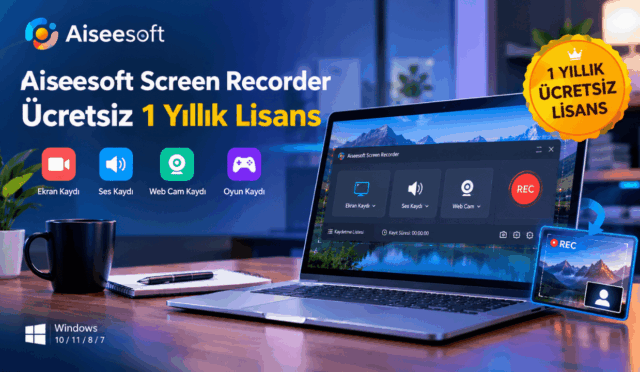 Aiseesoft Screen Recorder Ücretsiz 1 Yıllık Lisans 2026