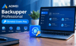 AOMEI Backupper Professional ücretsiz lisans key kampanyası, yedekleme, geri yükleme ve disk klonlama yazılımı arayüzü.
