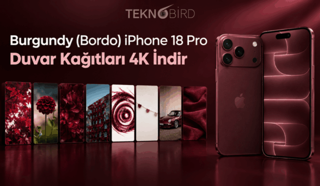 Burgundy (Bordo) renkli iPhone 18 Pro ve uyumlu 4K kırmızı tonlarında duvar kağıdı seçenekleri.