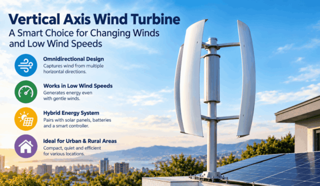Choosing a vertical axis wind turbine for changing winds and low wind speeds