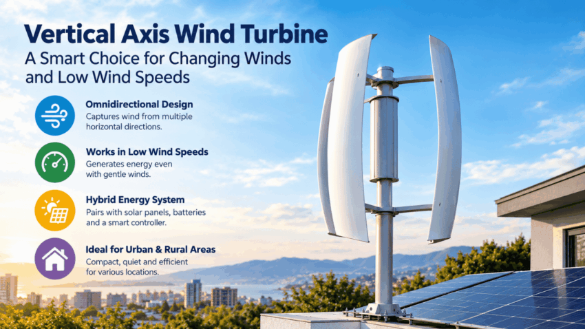 Choosing a vertical axis wind turbine for changing winds and low wind speeds