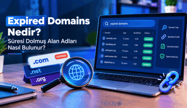 Süresi dolmuş alan adlarının yaş, backlink ve spam analizini gösteren bilgisayar ekranı.