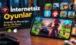Akıllı telefon ekranında yarış, hayatta kalma ve açık dünya oyunlarını; arka planda ise Minecraft, Subway Surfers, Limbo, Monument Valley, Plague Inc. ve Plants vs. Zombies oyunlarının ikonlarını ve "İnternetsiz Oyunlar Android ve iPhone İçin En İyi 15 Oyun" yazısını gösteren Teknobird görseli.