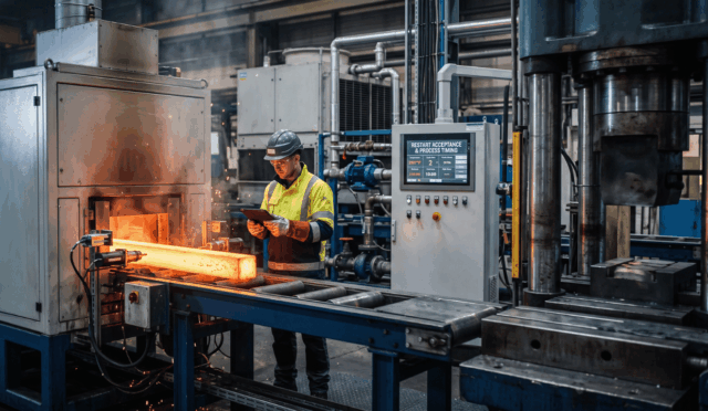 Planning induction forging around billet timing and restart acceptance