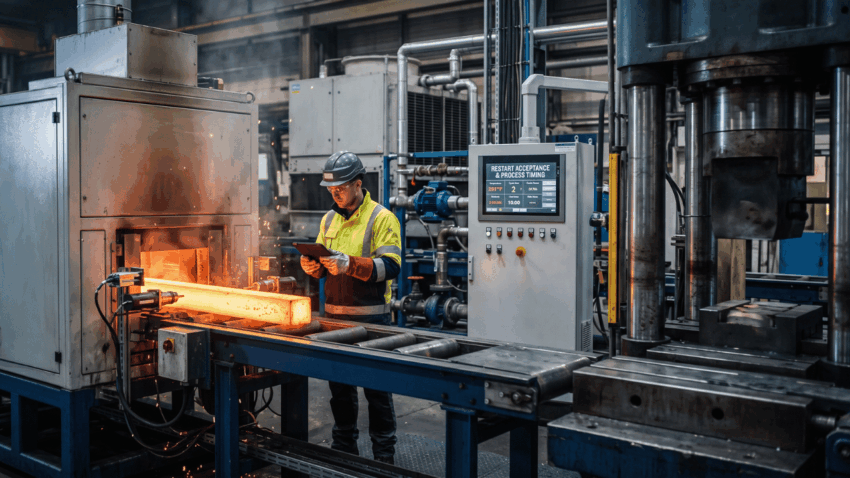 Planning induction forging around billet timing and restart acceptance